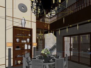 family - kitchen - restaurant 324 Model 3D