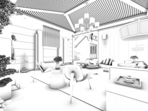 family - kitchen - restaurant 324 Model 3D
