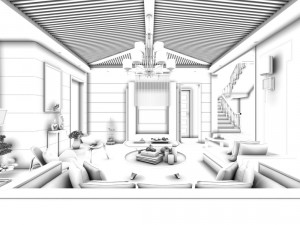 family - kitchen - restaurant 324 Model 3D
