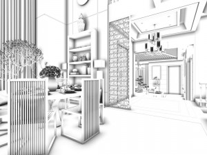 family - kitchen - restaurant 324 Model 3D