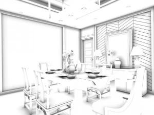 family - kitchen - restaurant 327 3D Model