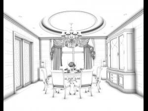 family - kitchen - restaurant 328 3D Model