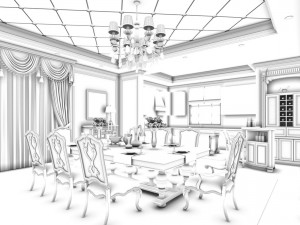 family - kitchen - restaurant 332 Modèle 3D