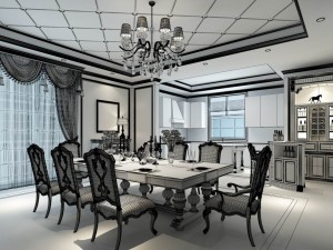 family - kitchen - restaurant 332 Modèle 3D
