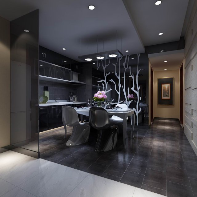 family - kitchen - restaurant 343 3D Модель .c4d .max .obj .3ds .fbx .stl .blend 