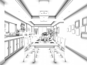 family - kitchen - restaurant 344 Modello 3D