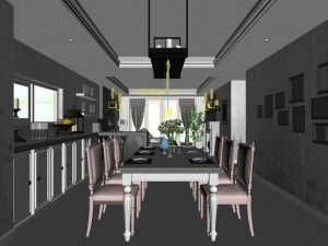 family - kitchen - restaurant 344 Modello 3D