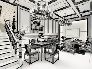 family - kitchen - restaurant 345 3D Model