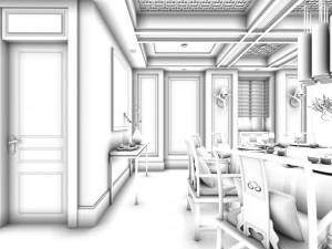 family - kitchen - restaurant 346 3D Model