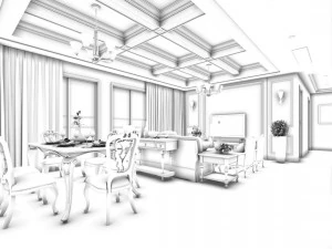 family - kitchen - restaurant 353 3D Model