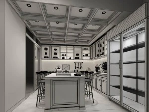 family - kitchen - restaurant 360 3D Model