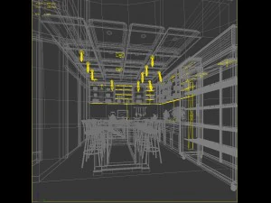 family - kitchen - restaurant 360 3D Model