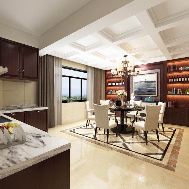 family - kitchen - restaurant 364 3D Модель .c4d .max .obj .3ds .fbx .stl .blend 