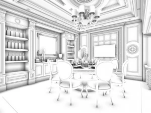 famiglia - cucina - ristorante 399 Modello 3D