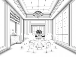 family - kitchen - restaurant 458 3D Model
