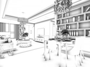 family - kitchen - restaurant 461 Model 3D