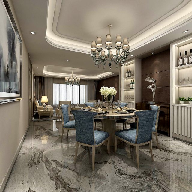 family - kitchen - restaurant 465 3D Model .c4d .max .obj .3ds .fbx .stl .blend 