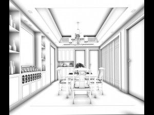 family - kitchen - restaurant 486 Model 3D