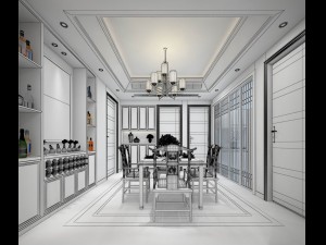 family - kitchen - restaurant 486 Model 3D