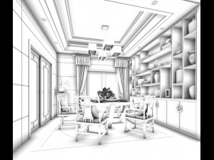 family - kitchen - restaurant 490 Modello 3D