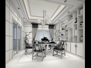 family - kitchen - restaurant 490 Modello 3D