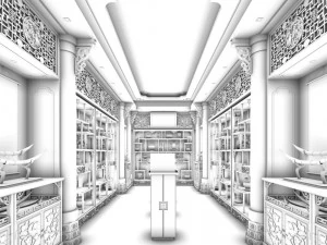 antique sale showroom 2 3D Model