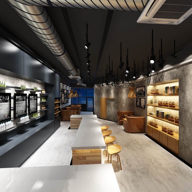 business - coffee shop 01 3D Модель .c4d .max .obj .3ds .fbx .stl .blend 