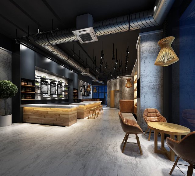 business - shop - coffee shop - 9435 3D Model .c4d .max .obj .3ds .fbx .stl .blend 
