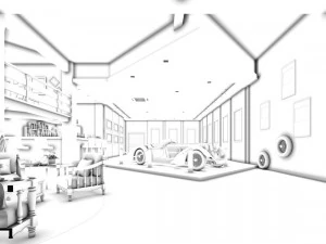 business - shop - automotive exhibition hall - 9409 3D Model