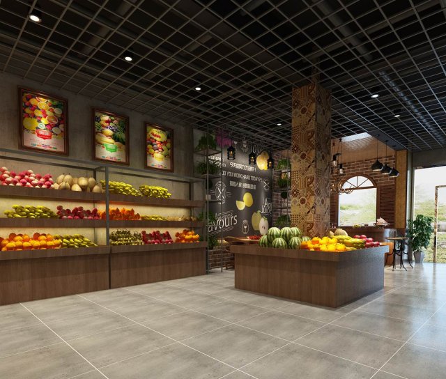 business - shop - fruit shop - 9434 3D Model .c4d .max .obj .3ds .fbx .stl .blend 