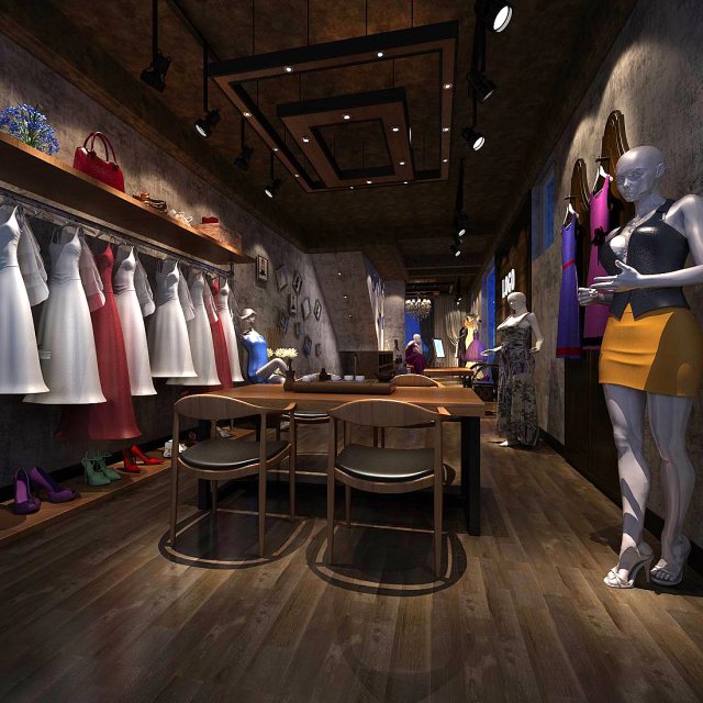 fashion clothing store 320 3D Model .c4d .max .obj .3ds .fbx .stl .blend 