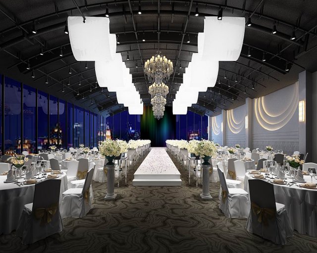 wedding banquet room Model 3D .c4d .max .obj .3ds .fbx .stl .blend 