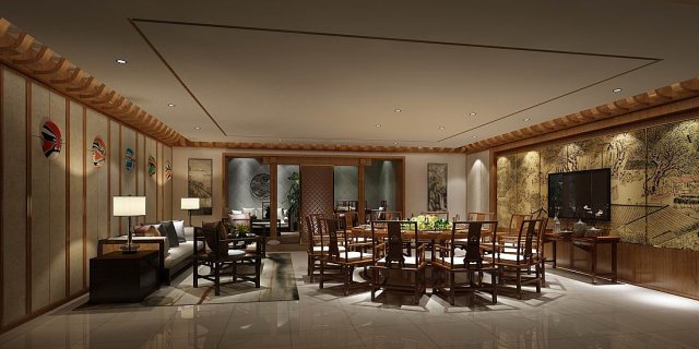 business restaurant - coffee - banquet 44 3D Model .c4d .max .obj .3ds .fbx .stl .blend 