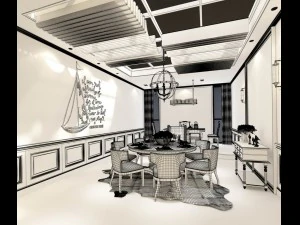 business restaurant - coffee - banquet 51 3D Model