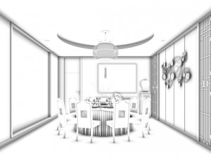 business restaurant - coffee - banquet 53 Model 3D