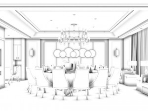 business restaurant - coffee - banquet 67 Model 3D