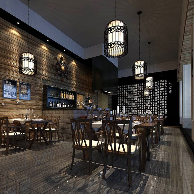 business restaurant - coffee - banquet 72 3D Model .c4d .max .obj .3ds .fbx .stl .blend 