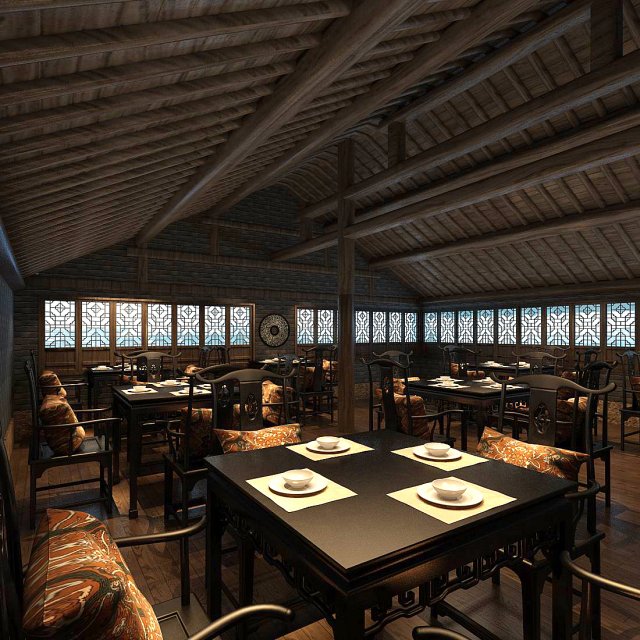 business restaurant - coffee - banquet 74 Modèle 3D .c4d .max .obj .3ds .fbx .stl .blend 