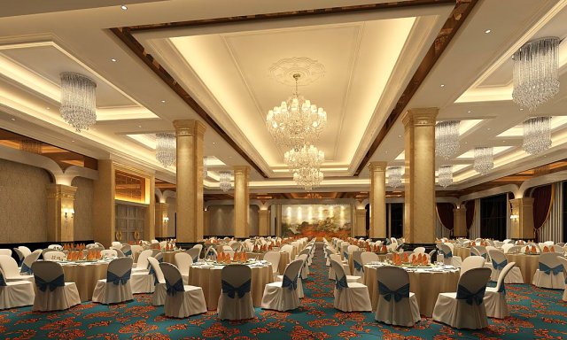 business restaurant - coffee - banquet 80 3D Model .c4d .max .obj .3ds .fbx .stl .blend