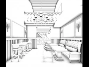 business restaurant - coffee - banquet 88 3D Model