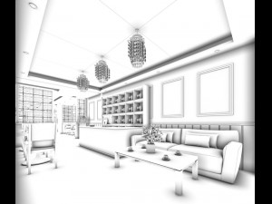 business restaurant - coffee - banquet 96 Model 3D