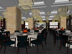 business restaurant - coffee - banquet 110 Modèle 3D