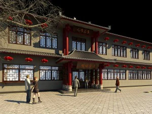 restaurante de negocios - caf&eacute; - banquete 129 Modelo 3D