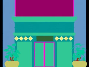 ristorante d'affari - caff&egrave; - banchetto 130 Modello 3D