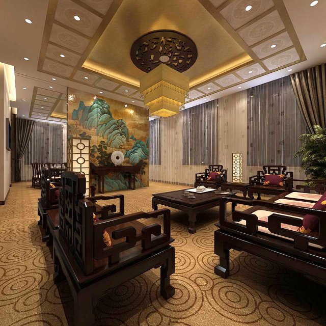 business restaurant - coffee - banquet 138 Model 3D .c4d .max .obj .3ds .fbx .stl .blend 