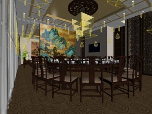 business restaurant - coffee - banquet 138 Model 3D