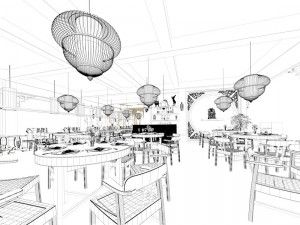 business restaurant - coffee - banquet 140 Modèle 3D