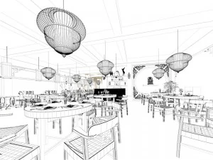 business restaurant - coffee - banquet 140 3D Model