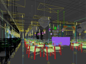 business restaurant - coffee - banquet 140 Modèle 3D
