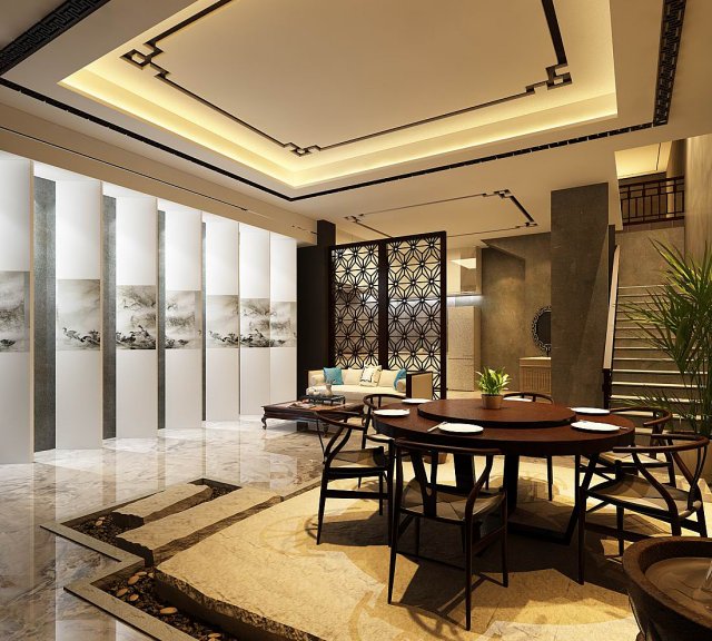 business restaurant - coffee - banquet 150 3D Model .c4d .max .obj .3ds .fbx .stl .blend 
